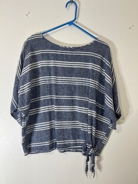 beachlunchlounge Navy and White Striped Tie-Hem Tunic